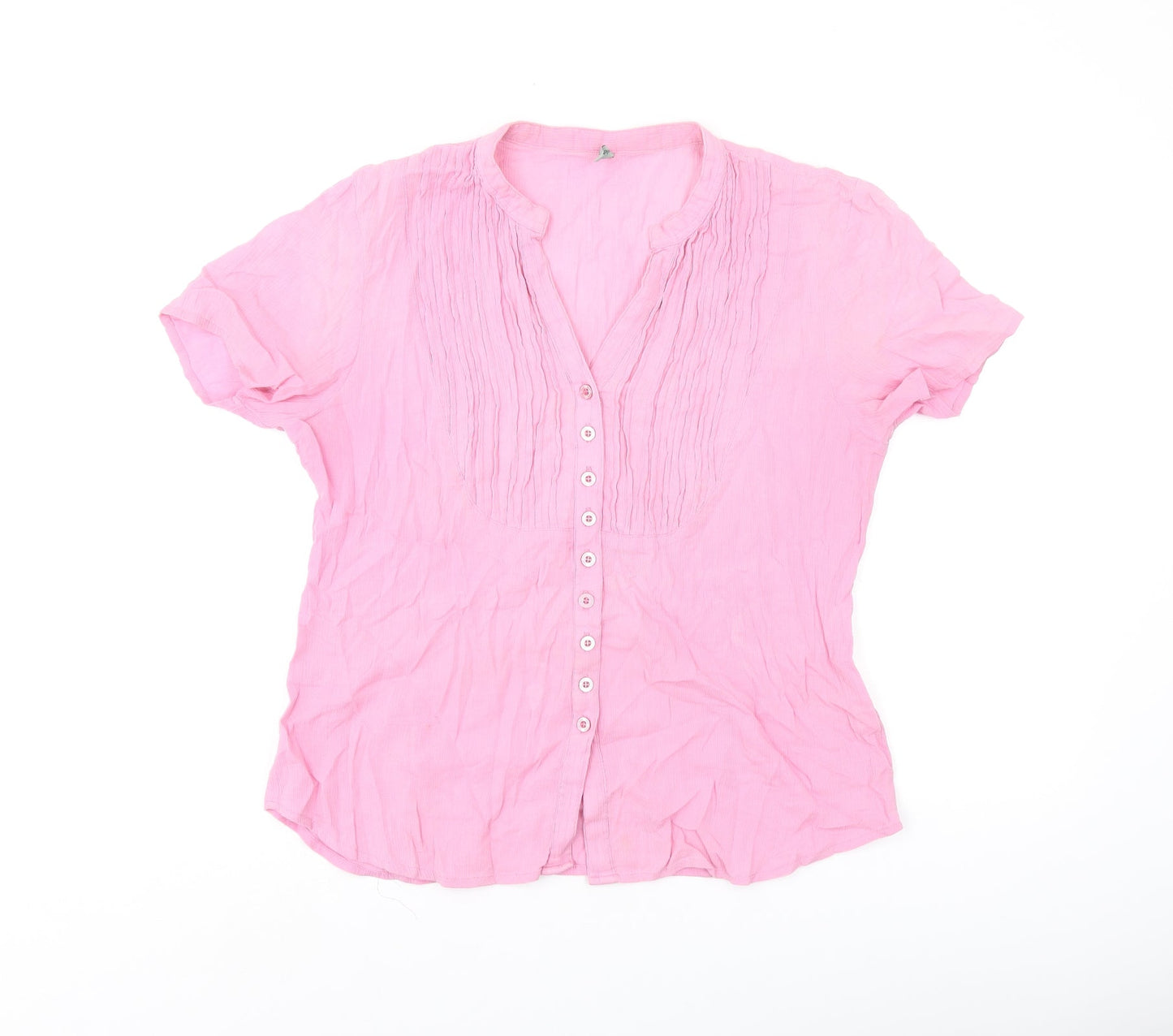 Hawkshead Womens Pink Cotton Basic Button-Up Size 14 V-Neck
