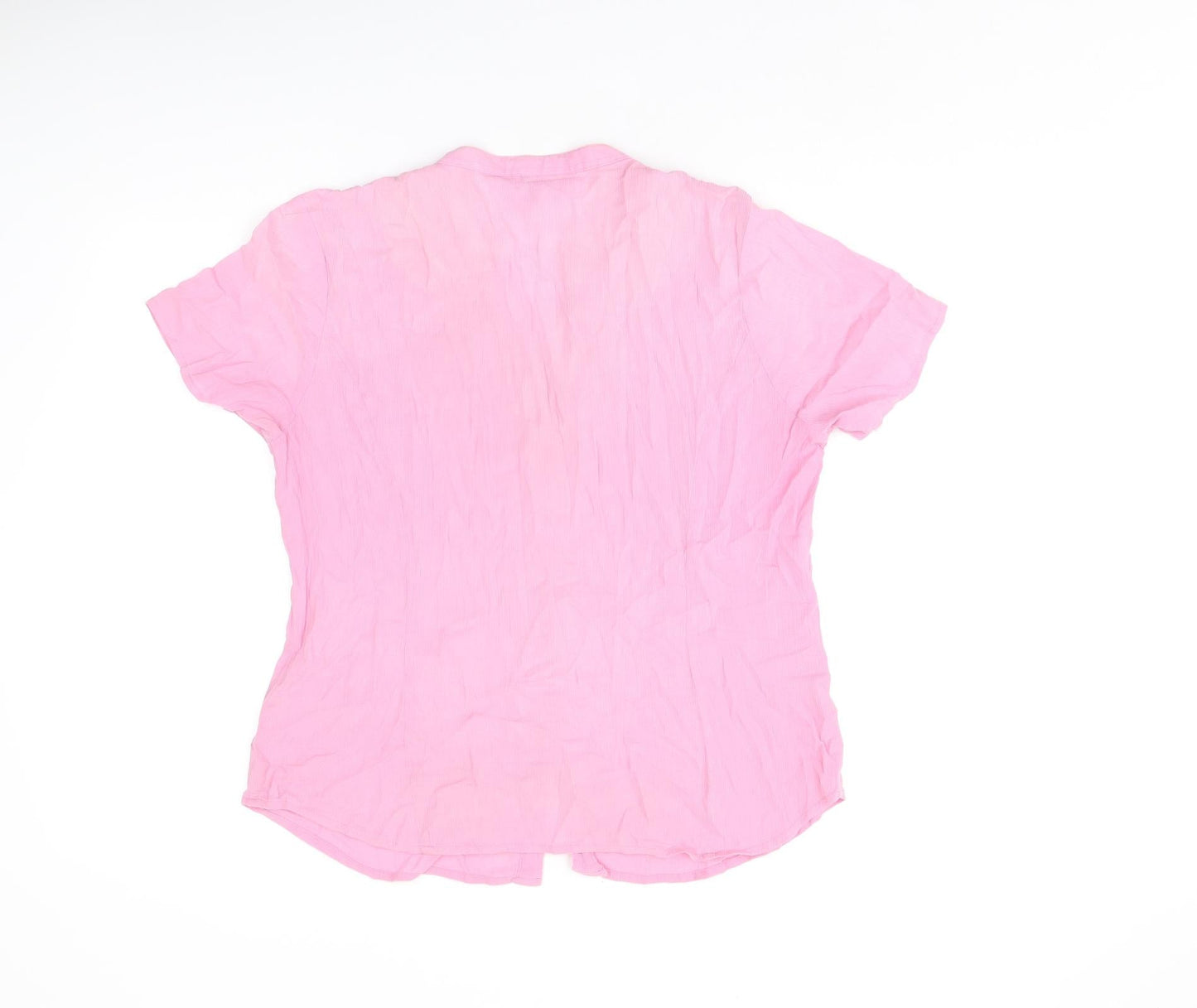 Hawkshead Womens Pink Cotton Basic Button-Up Size 14 V-Neck