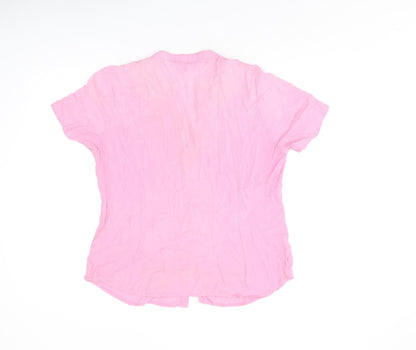 Hawkshead Womens Pink Cotton Basic Button-Up Size 14 V-Neck