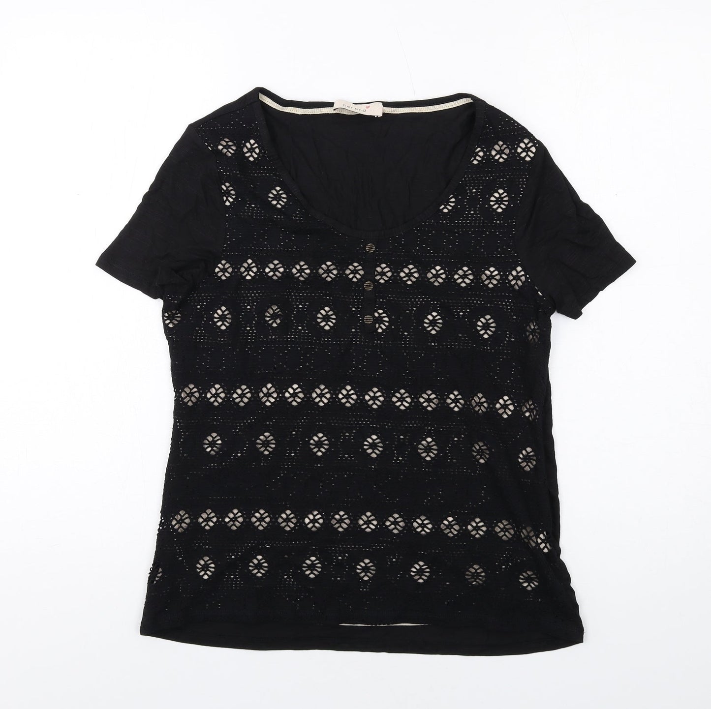 Womens UK Size 10 Per Una Black Basic T-Shirt
