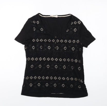 Womens UK Size 10 Per Una Black Basic T-Shirt