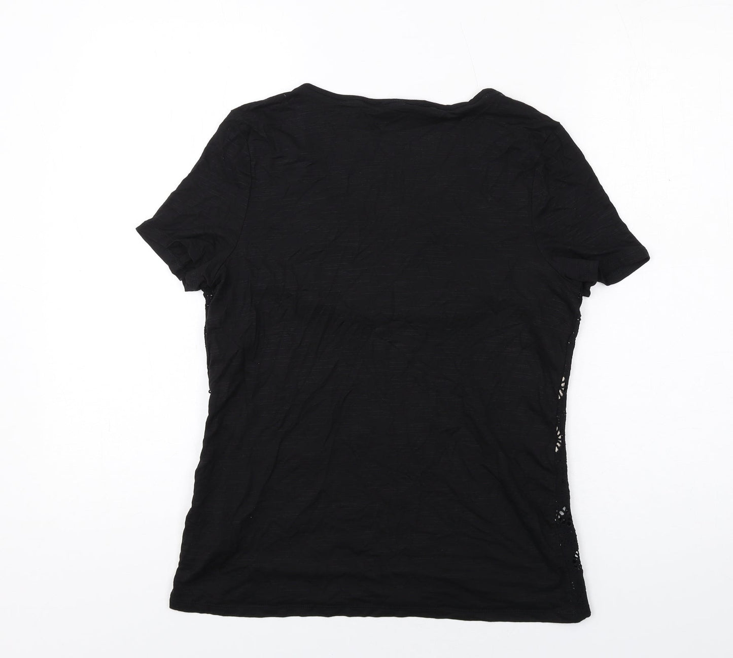 Womens UK Size 10 Per Una Black Basic T-Shirt