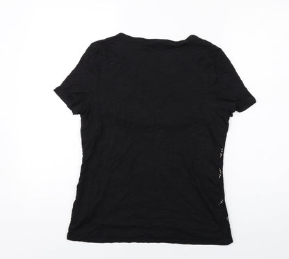 Womens UK Size 10 Per Una Black Basic T-Shirt