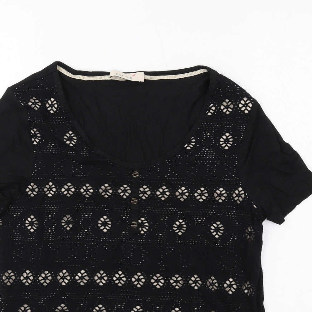 Womens UK Size 10 Per Una Black Basic T-Shirt
