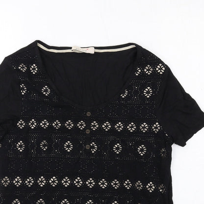 Womens UK Size 10 Per Una Black Basic T-Shirt