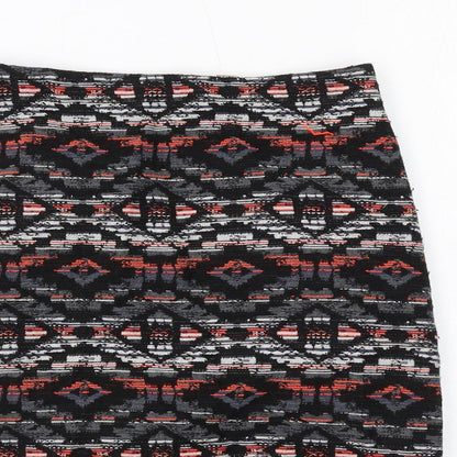 New Look Womens Multicoloured Geometric Cotton A-Line Skirt Size 6 Zip