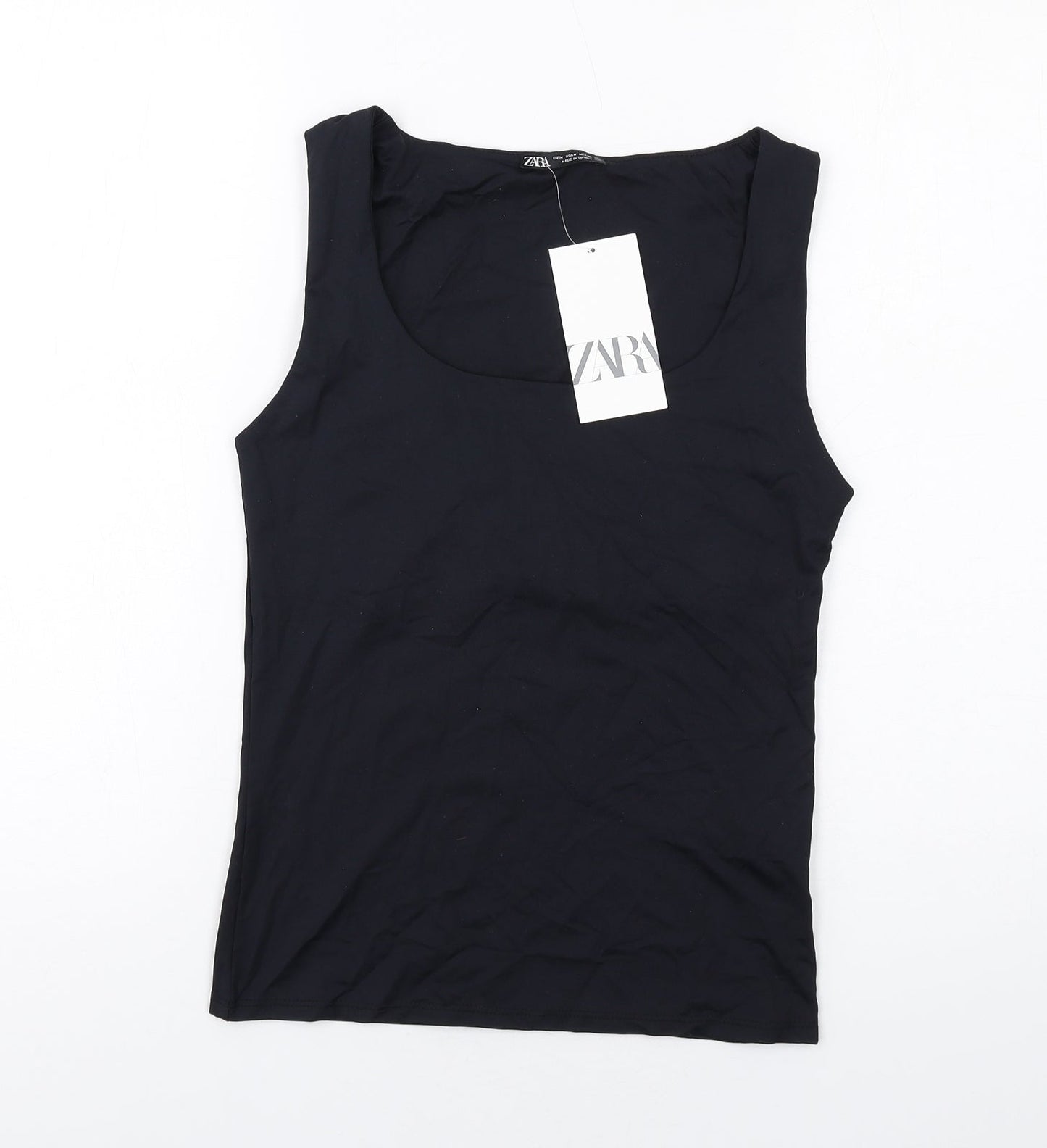 Womens UK Size M Zara Black Basic Tank