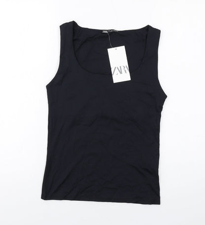 Womens UK Size M Zara Black Basic Tank