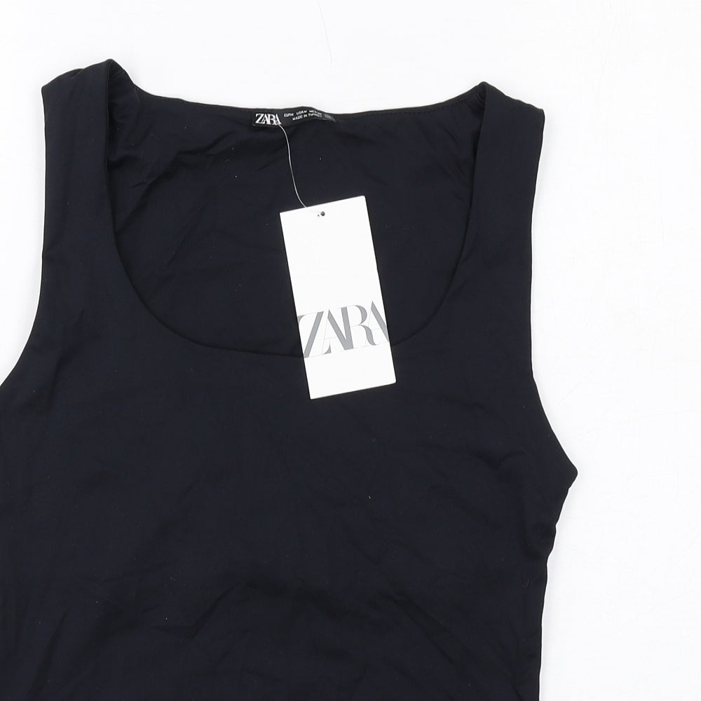 Womens UK Size M Zara Black Basic Tank