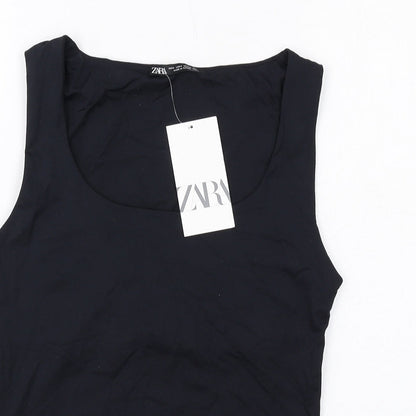 Womens UK Size M Zara Black Basic Tank