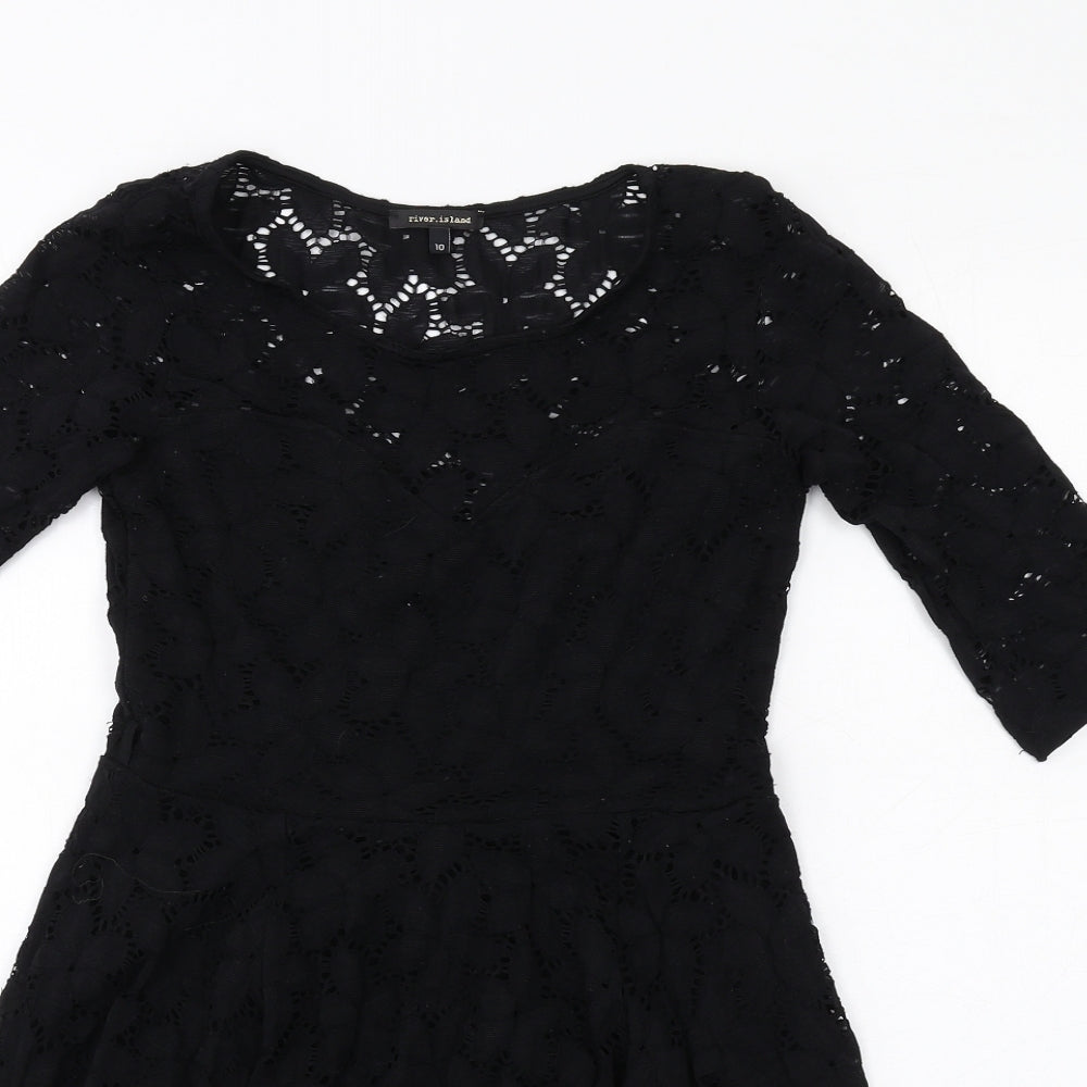 River Island Womens Black Nylon A-Line Size 10 Round Neck Pullover