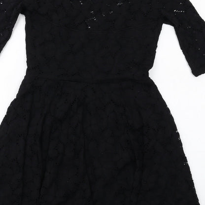 River Island Womens Black Nylon A-Line Size 10 Round Neck Pullover