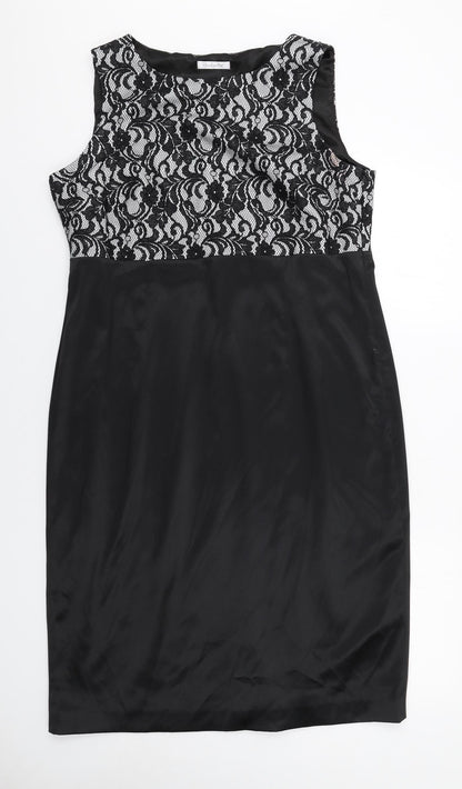 Berkertex Womens Black Polyester Pencil Dress Size 18 Round Neck Zip