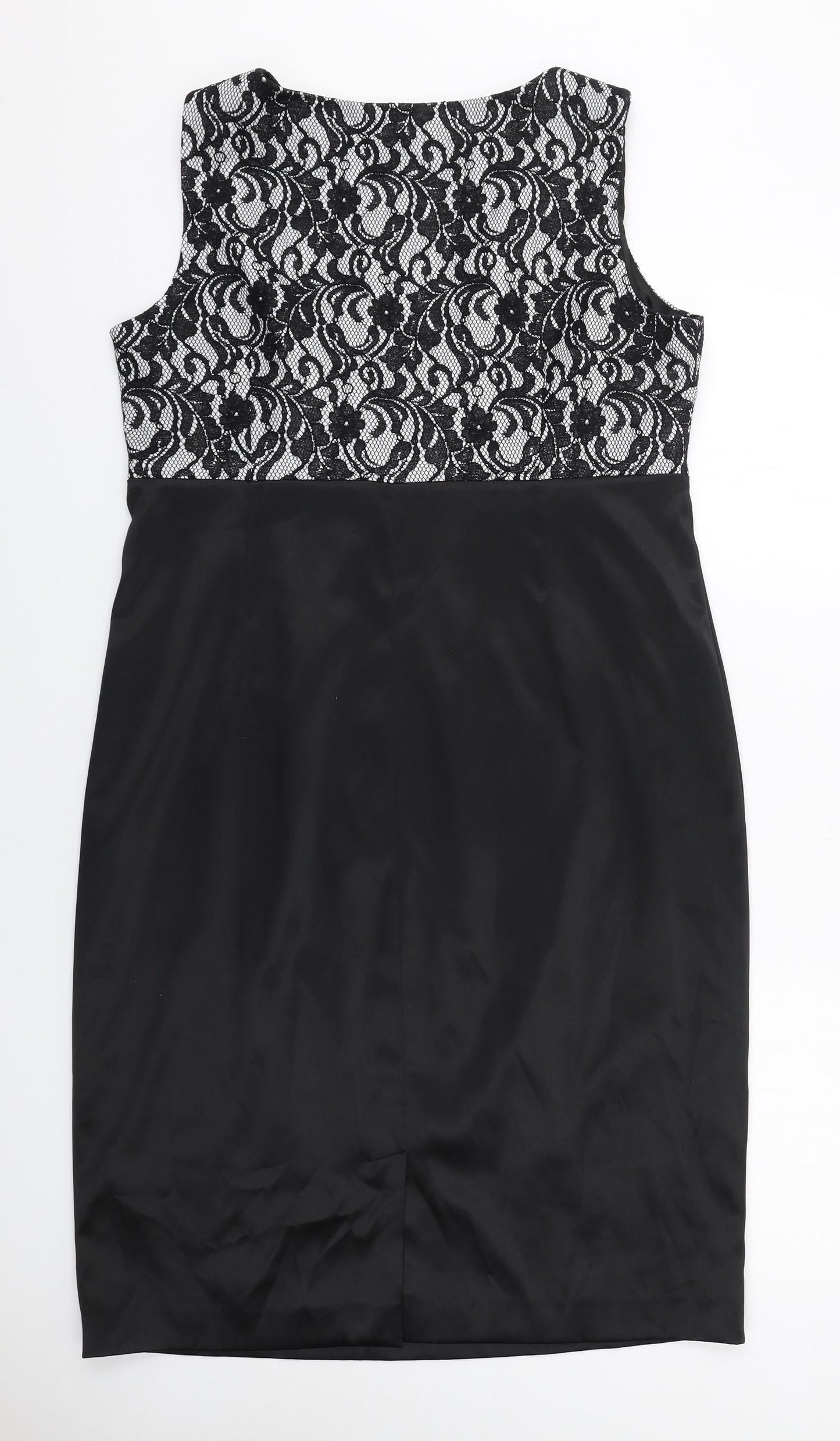 Berkertex Womens Black Polyester Pencil Dress Size 18 Round Neck Zip