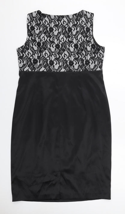 Berkertex Womens Black Polyester Pencil Dress Size 18 Round Neck Zip