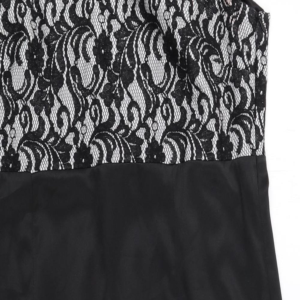 Berkertex Womens Black Polyester Pencil Dress Size 18 Round Neck Zip