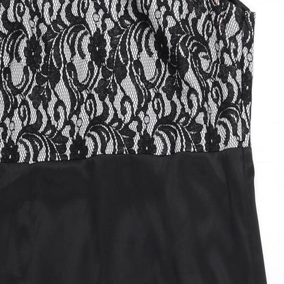 Berkertex Womens Black Polyester Pencil Dress Size 18 Round Neck Zip