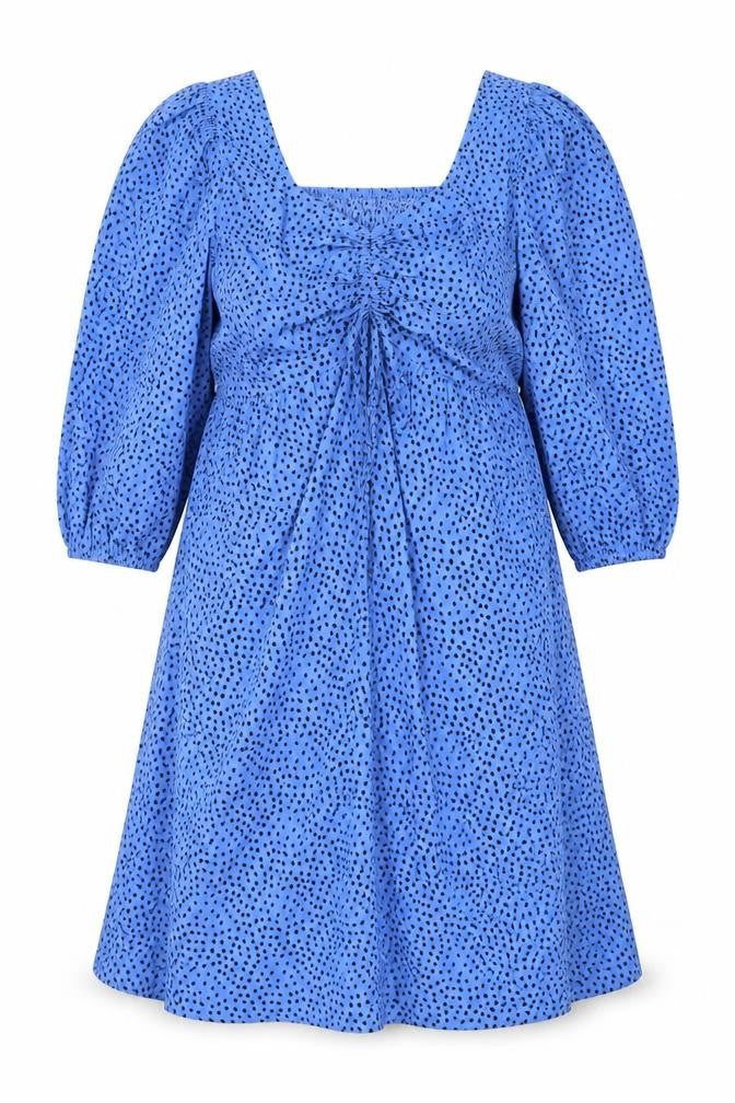 New Look Womens Blue Polka Dot Polyester A-Line Size 14 V-Neck Pullover