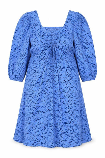 New Look Womens Blue Polka Dot Polyester A-Line Size 14 V-Neck Pullover