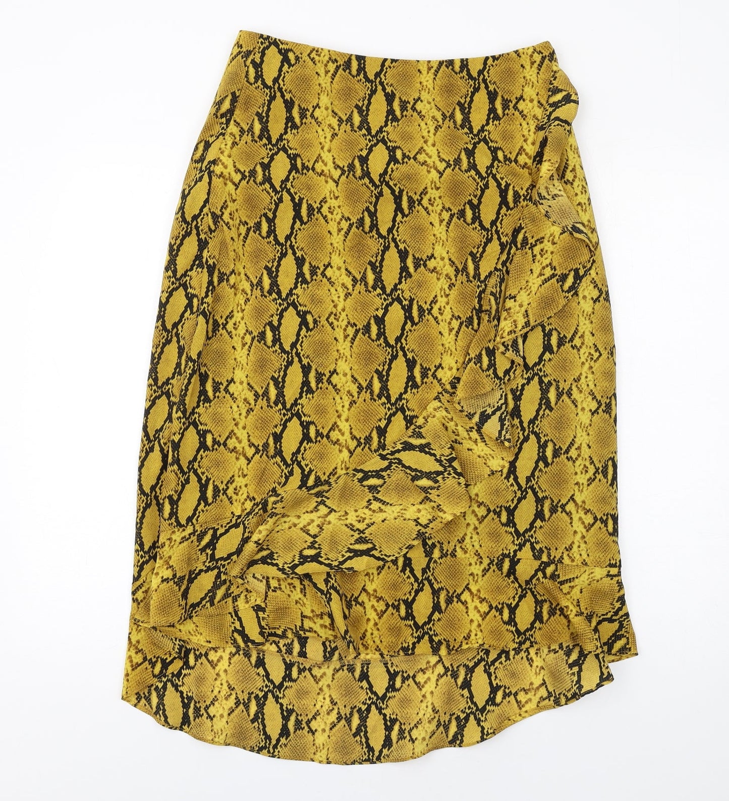 Garcia Womens Yellow Animal Print Polyester A-Line Skirt Size M Zip - Snake Print