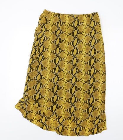 Garcia Womens Yellow Animal Print Polyester A-Line Skirt Size M Zip - Snake Print