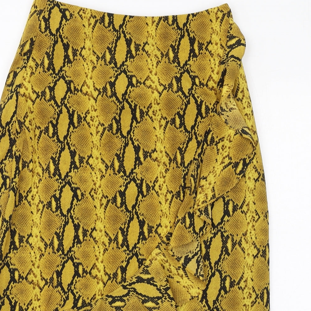 Garcia Womens Yellow Animal Print Polyester A-Line Skirt Size M Zip - Snake Print