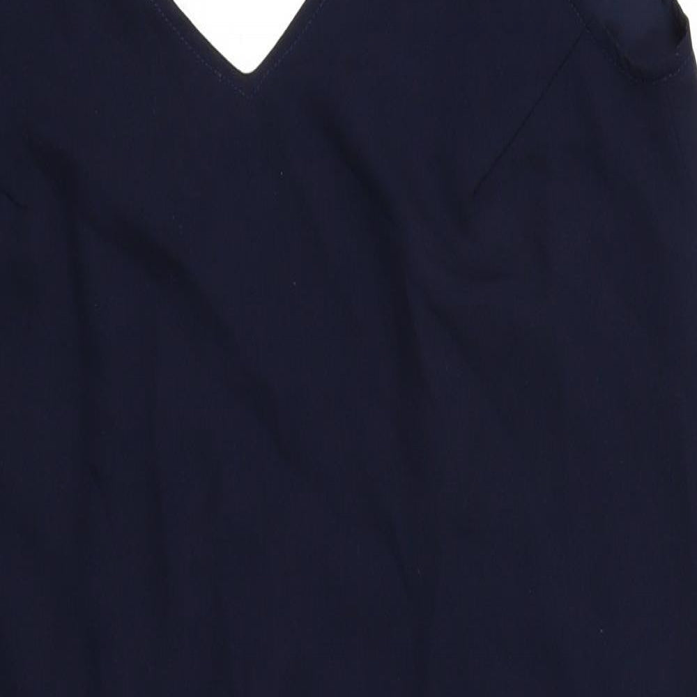 Maurie&Eve Womens Blue Polyester Slip Dress Size 10 V-Neck Pullover