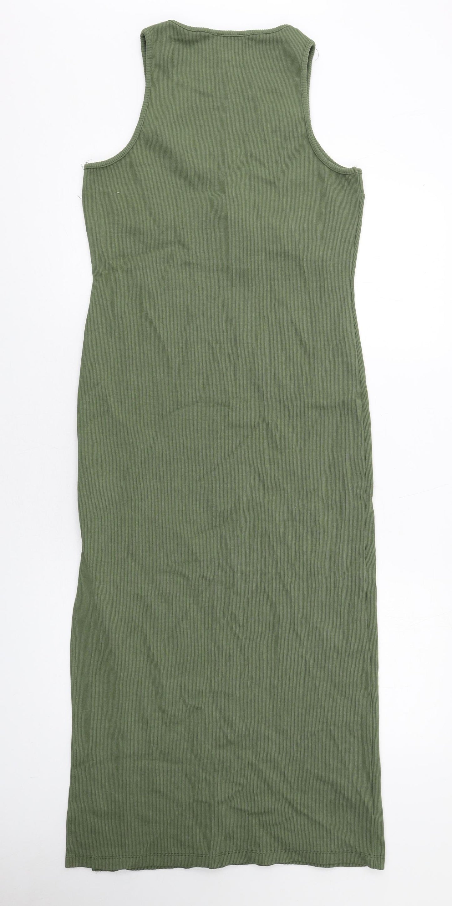 PRETTYLITTLETHING Womens Green Cotton Bodycon Size 14 Round Neck Pullover