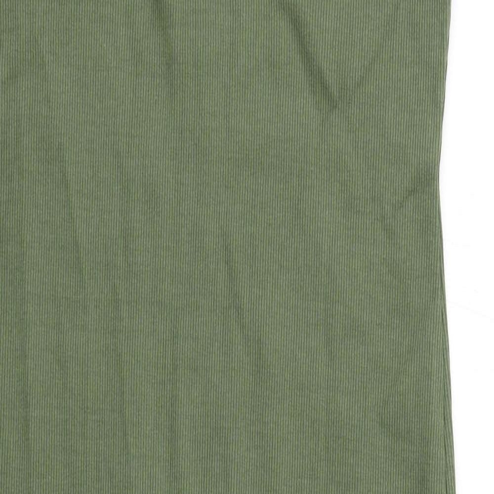 PRETTYLITTLETHING Womens Green Cotton Bodycon Size 14 Round Neck Pullover