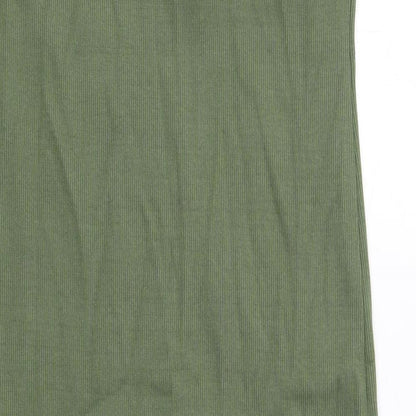 PRETTYLITTLETHING Womens Green Cotton Bodycon Size 14 Round Neck Pullover