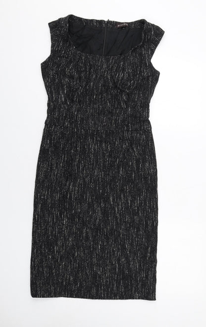 Principles Womens Black Cotton Pencil Dress Size 10 Round Neck Zip
