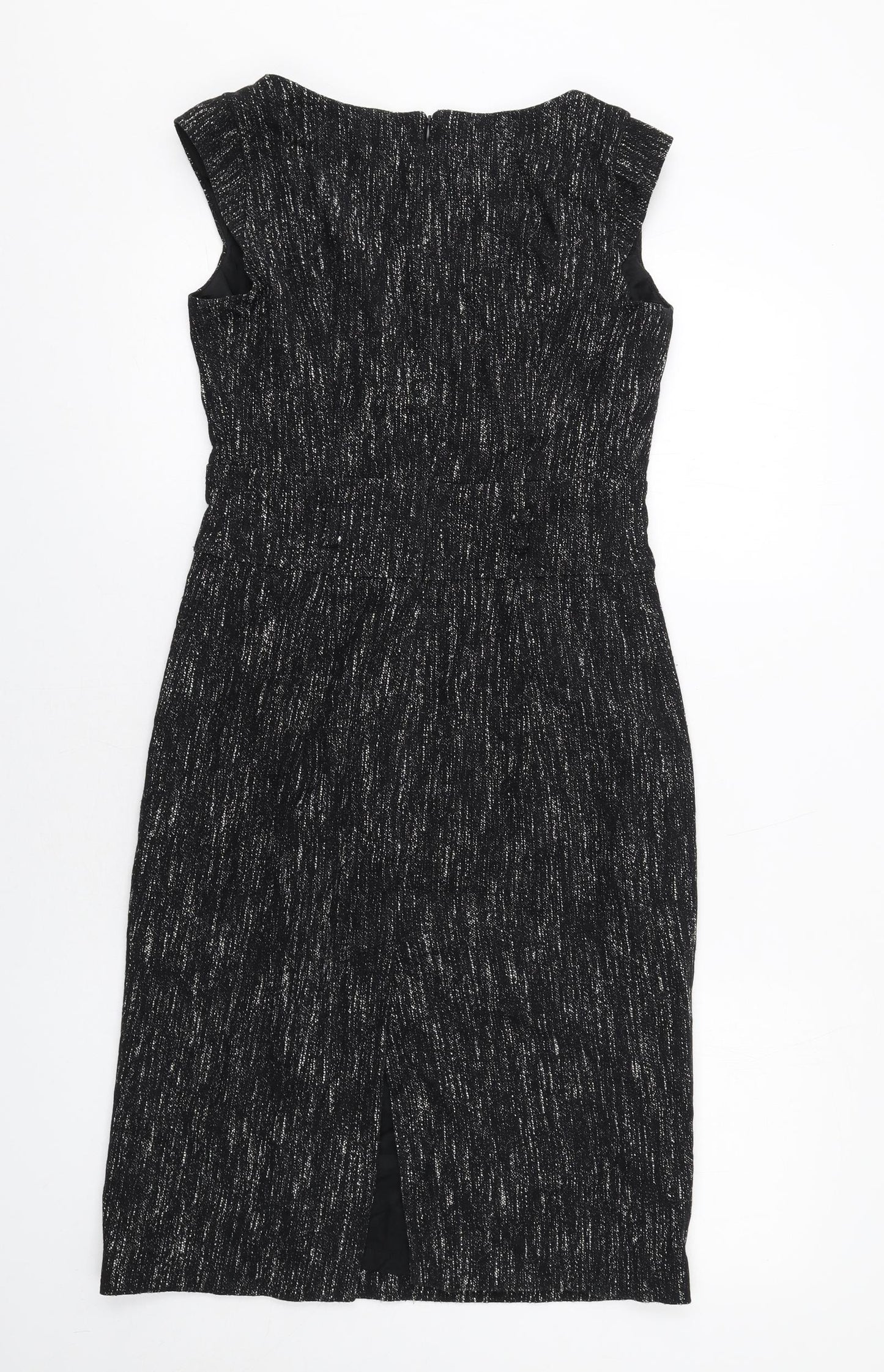 Principles Womens Black Cotton Pencil Dress Size 10 Round Neck Zip