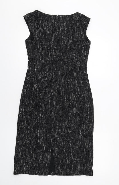Principles Womens Black Cotton Pencil Dress Size 10 Round Neck Zip