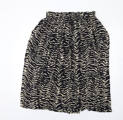 Orvis Womens Black Geometric Viscose A-Line Skirt Size L Drawstring