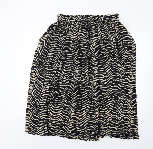 Orvis Womens Black Geometric Viscose A-Line Skirt Size L Drawstring