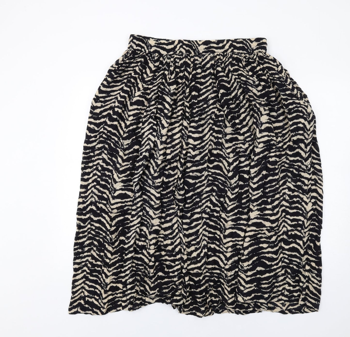 Orvis Womens Black Geometric Viscose A-Line Skirt Size L Drawstring