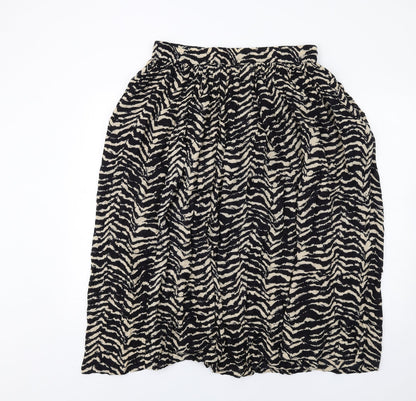 Orvis Womens Black Geometric Viscose A-Line Skirt Size L Drawstring