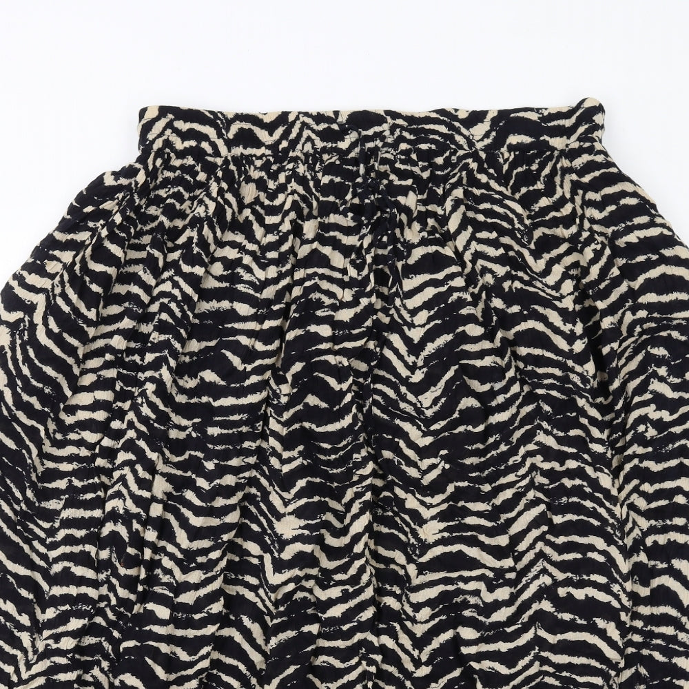 Orvis Womens Black Geometric Viscose A-Line Skirt Size L Drawstring
