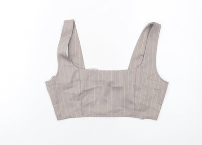 Womens UK Size 10 Missguided Grey Cropped Tank
