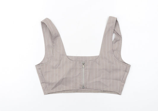 Womens UK Size 10 Missguided Grey Cropped Tank
