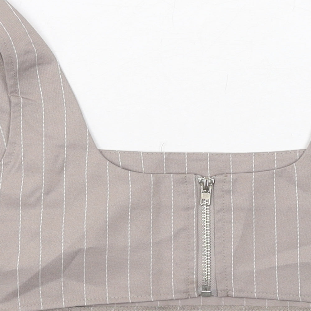 Womens UK Size 10 Missguided Grey Cropped Tank