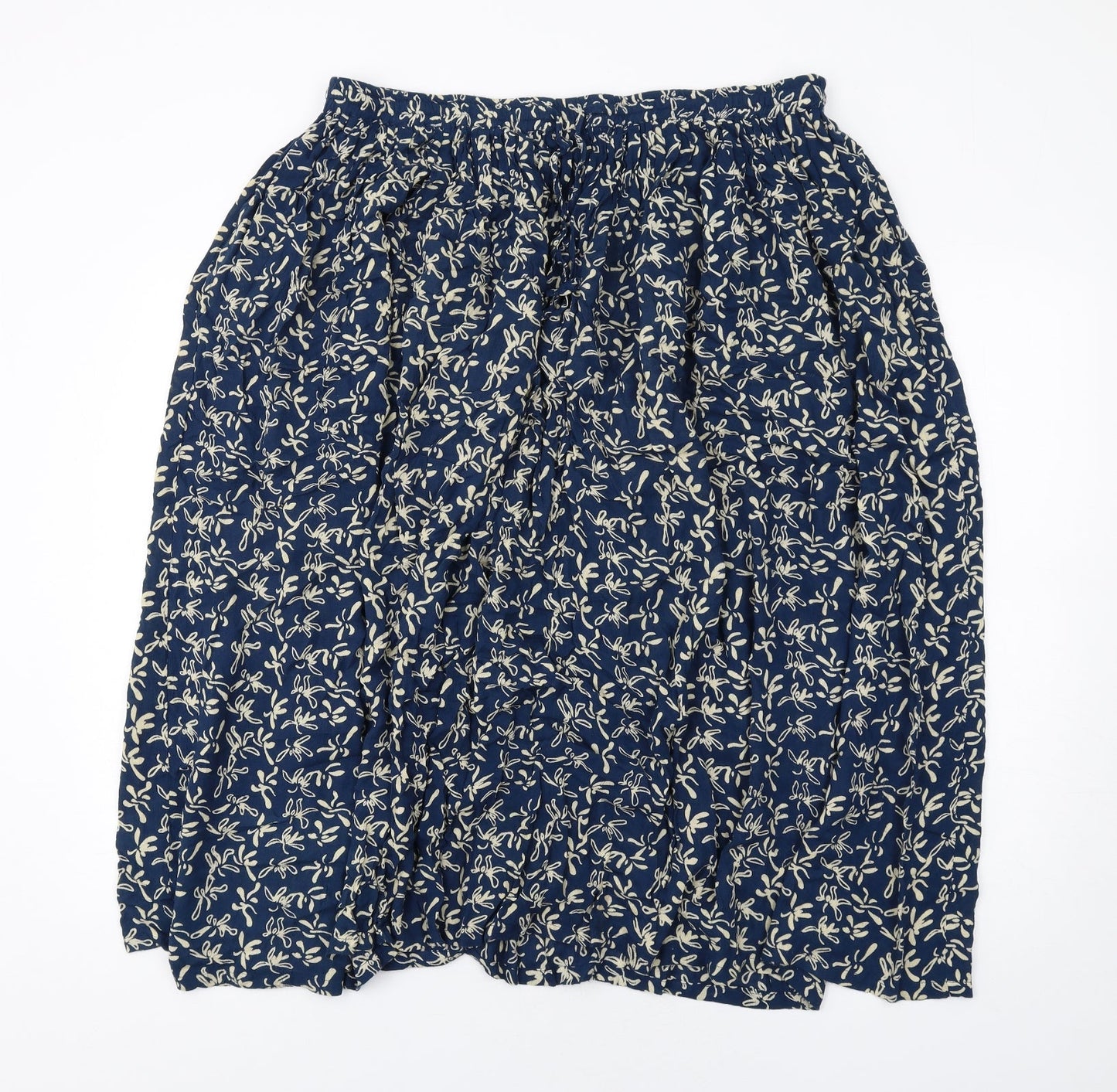 Orvis Womens Blue Geometric Viscose A-Line Skirt Size L Drawstring