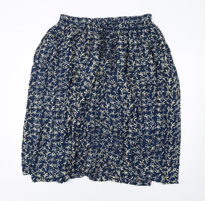 Orvis Womens Blue Geometric Viscose A-Line Skirt Size L Drawstring