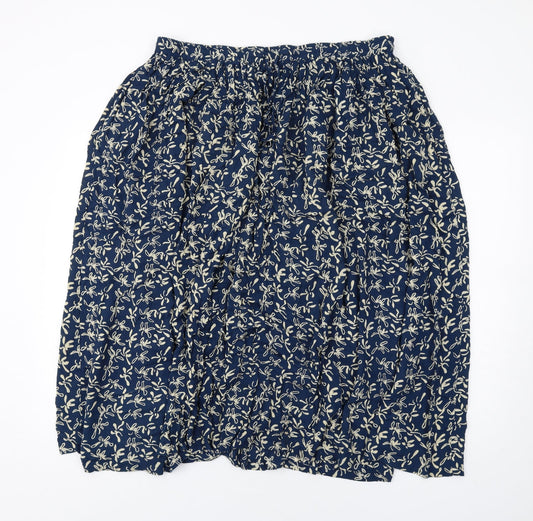 Orvis Womens Blue Geometric Viscose A-Line Skirt Size L Drawstring