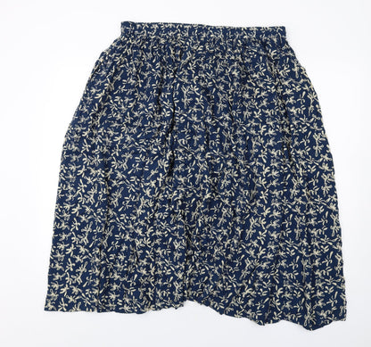 Orvis Womens Blue Geometric Viscose A-Line Skirt Size L Drawstring