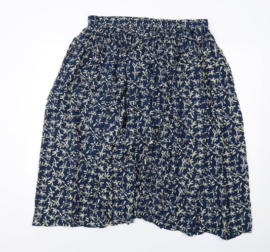 Orvis Womens Blue Geometric Viscose A-Line Skirt Size L Drawstring