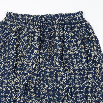 Orvis Womens Blue Geometric Viscose A-Line Skirt Size L Drawstring