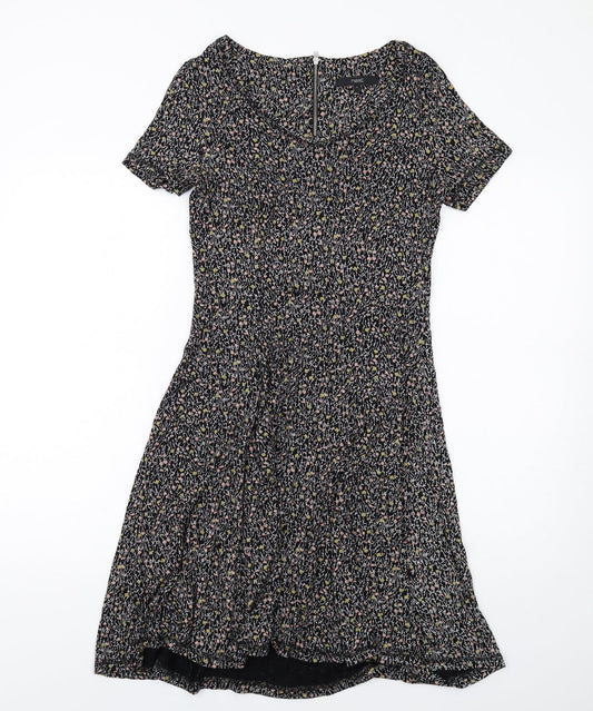 NEXT Womens Multicoloured Floral Viscose A-Line Size 6 Scoop Neck Zip