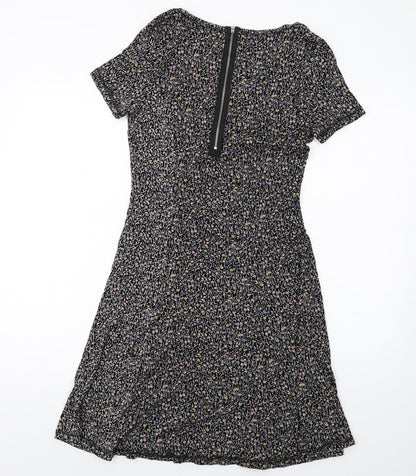 NEXT Womens Multicoloured Floral Viscose A-Line Size 6 Scoop Neck Zip