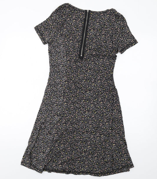 NEXT Womens Multicoloured Floral Viscose A-Line Size 6 Scoop Neck Zip